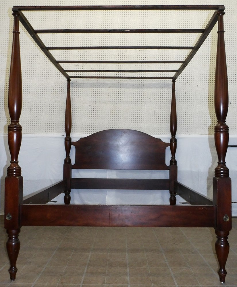 Mahogany Four Post Full Size Bed by Craftique with Rails & Canopy (1 of 3)