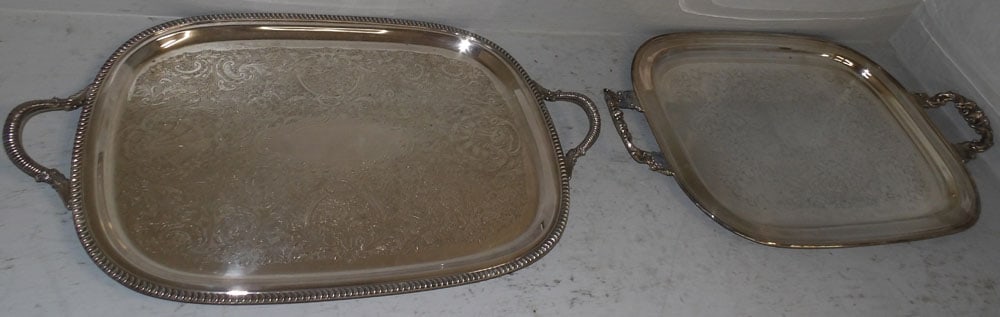Two Silver Plated Serving Trays (1 of 3)