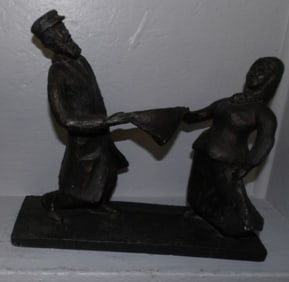 Painted Resin Sculpture of Man & Lady