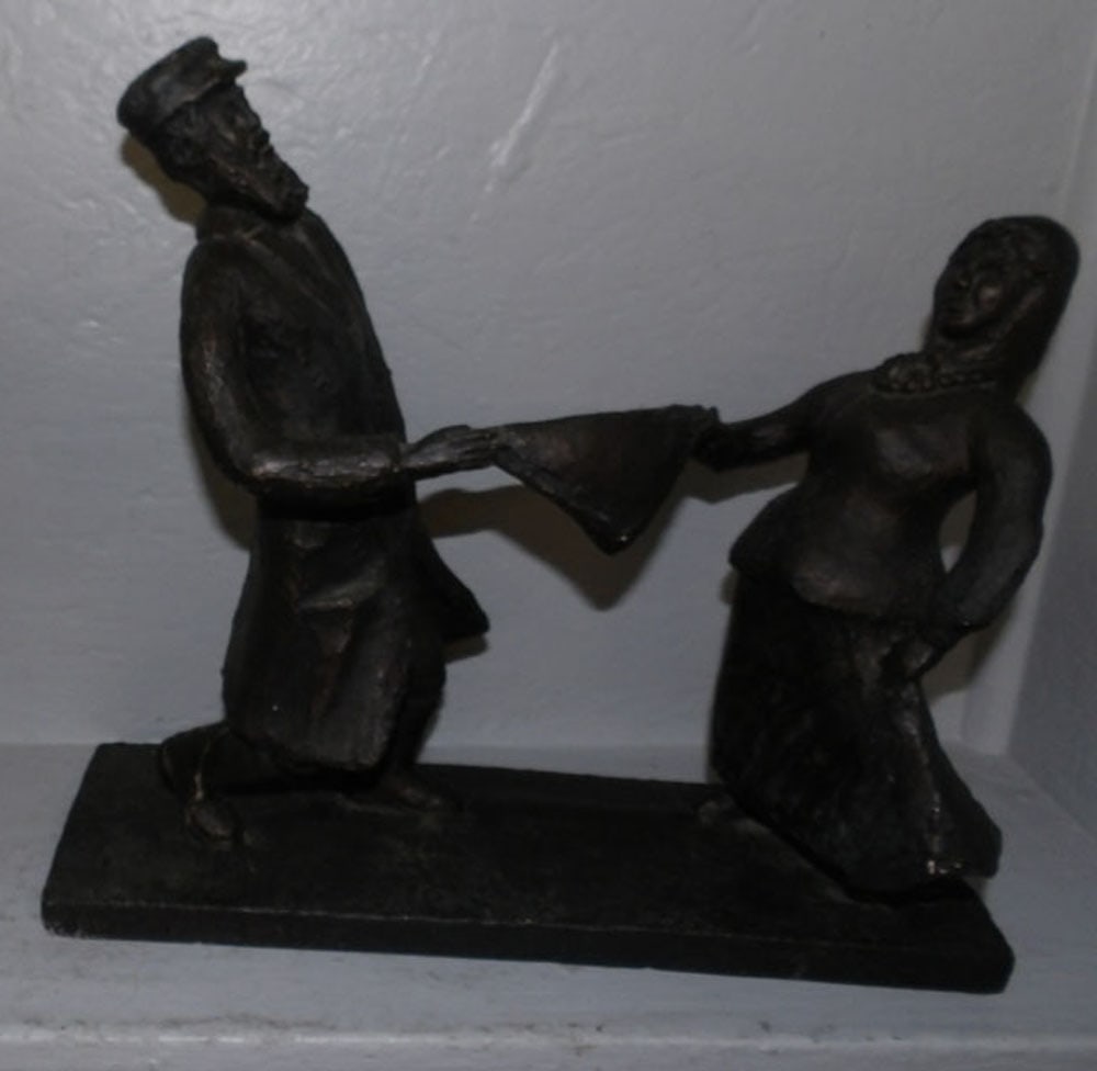 Painted Resin Sculpture of Man & Lady (1 of 2)