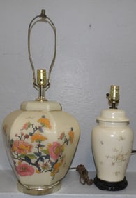 Painted Glass Lamp & Painted Porcelain Lamp