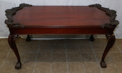 Carved Mahogany Tea Table with Ball & Claw Feet