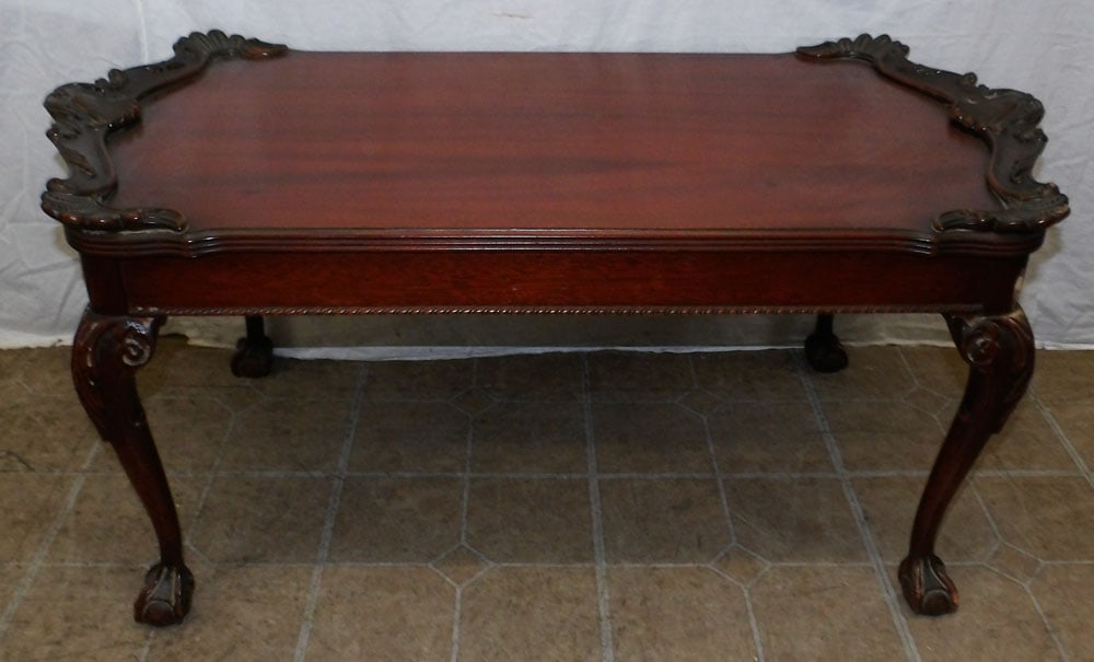 Carved Mahogany Tea Table with Ball & Claw Feet (1 of 4)
