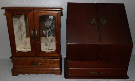 Mahogany Letter Holder & Jewelry Cabinet