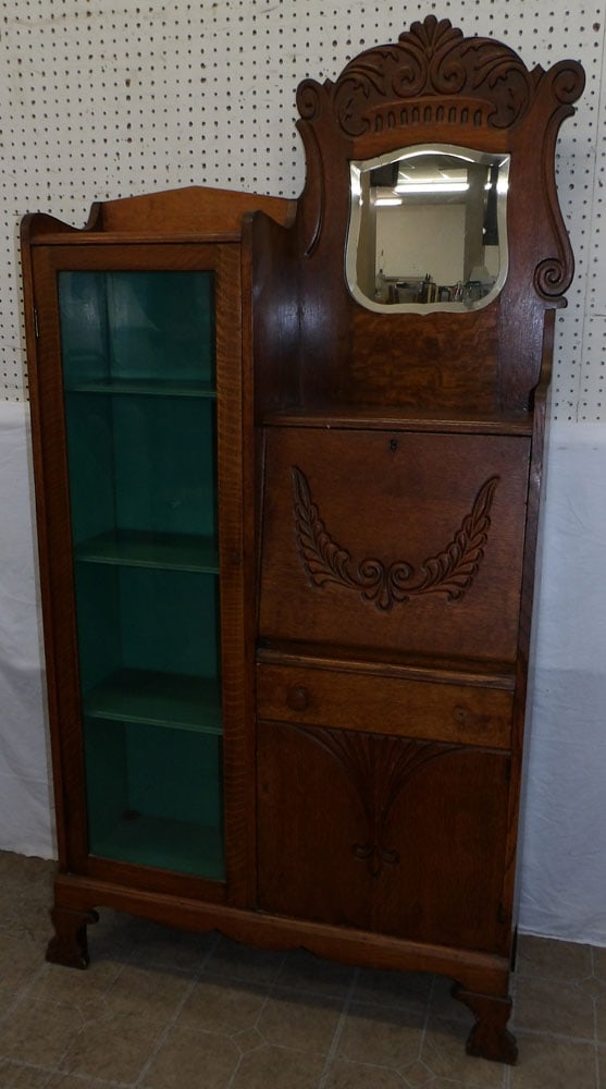 Antique Tiger Oak Side by Side Secretary (1 of 4)