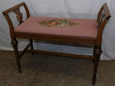 Mahogany & Needlepoint Seat Window Bench