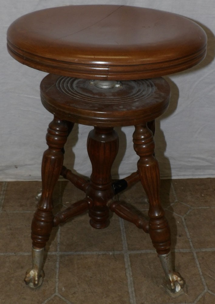 Antique Walnut Revolving Piano Stool (1 of 3)