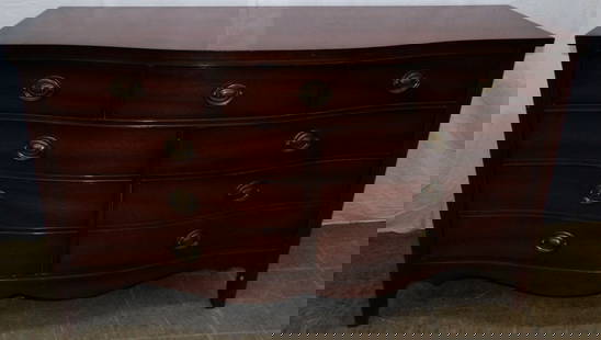 Mahogany Nine Drawer Dresser by Dixie: Mahogany Nine Drawer Dresser by Dixie . 34 1/2" H 56 1/4" W 21" D ALL DESCRIPTIONS AND ANY CONDITION STATEMENT GIVEN BY LANGSTON AUCTION GALLERY ARE STRICTLY OPINIONS AND LANGSTON'S SHALL HAVE NO RESP
