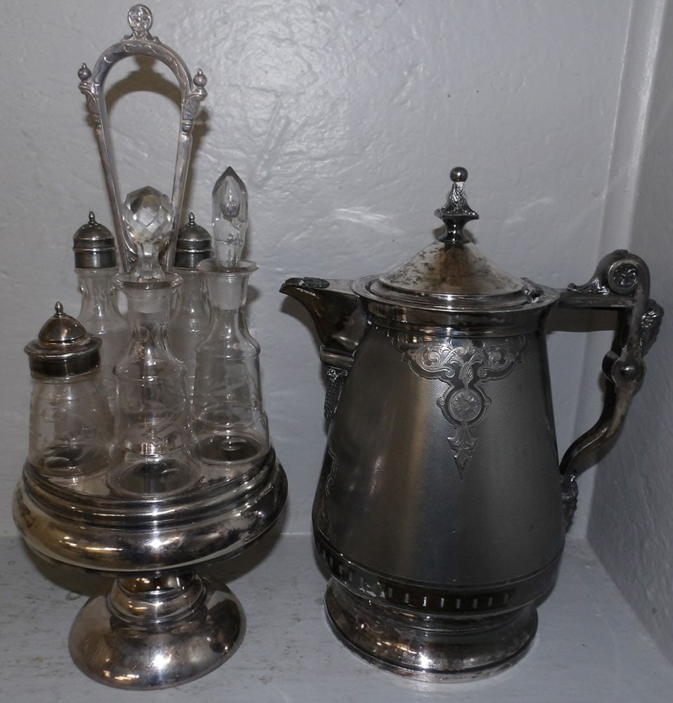 Silverplated Victorian Water Pitcher & Condiment Stand (1 of 3)