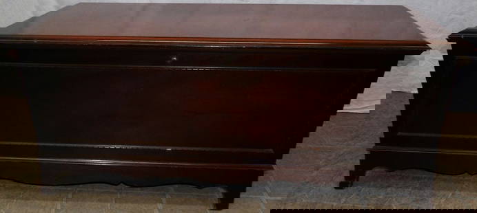 Mahogany Blanket Chest: Mahogany Blanket Chest . 20 1/2" H 48" W 18" D ALL DESCRIPTIONS AND ANY CONDITION STATEMENT GIVEN BY LANGSTON AUCTION GALLERY ARE STRICTLY OPINIONS AND LANGSTON'S SHALL HAVE NO RESPONSIBILITY FOR ERRO