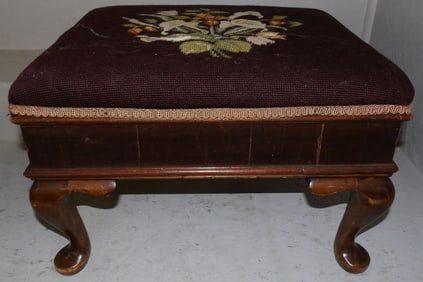 Mahogany & Needlepoint Top Stool
