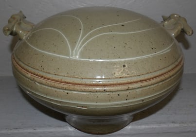 Large Pottery Covered Bowl