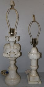 Two Carved Alabaster Lamps