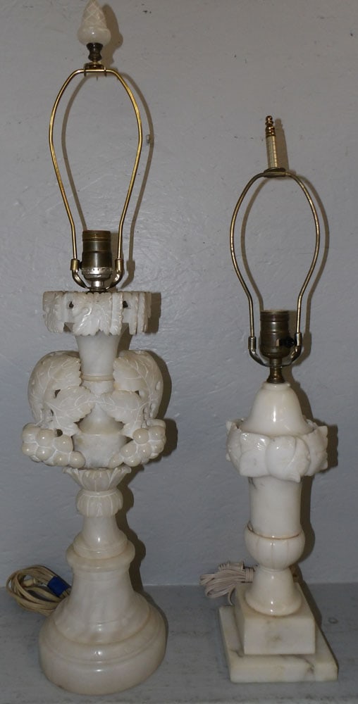 Two Carved Alabaster Lamps (1 of 6)