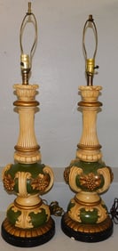 Pair of Painted Ceramic Lamps