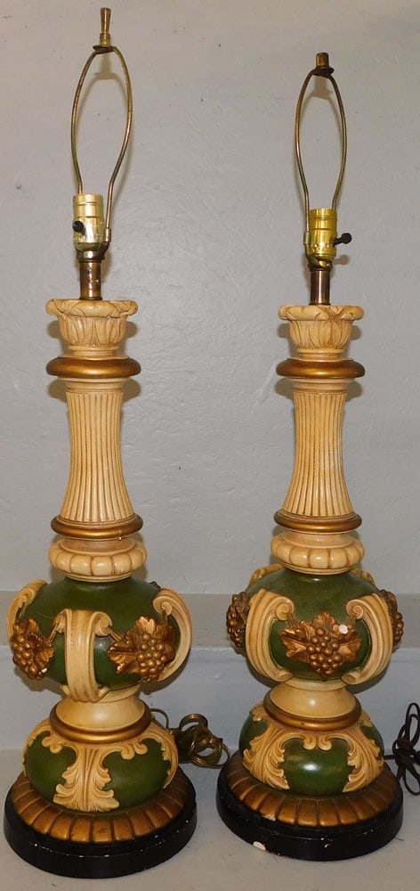 Pair of Painted Ceramic Lamps (1 of 3)
