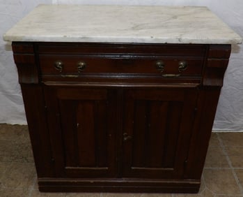 Antique Walnut Victorian Marble Top Washstand