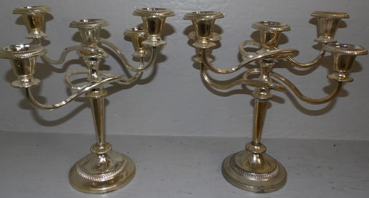 Pair of Silverplated Five Light Candelabras