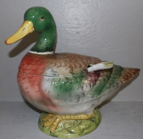 Painted Porcelain Duck Form Tureen