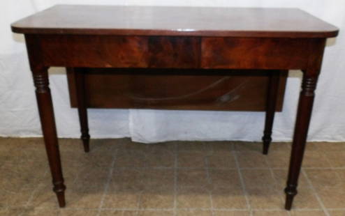 19th Century Mahogany Sheraton Drop Leaf Console: 19th Century Mahogany Sheraton Drop Leaf Console. 28 3/4" H 42" W 21 3/4" D ALL DESCRIPTIONS AND ANY CONDITION STATEMENT GIVEN BY LANGSTON AUCTION GALLERY ARE STRICTLY OPINIONS AND LANGSTON'S SHALL HA