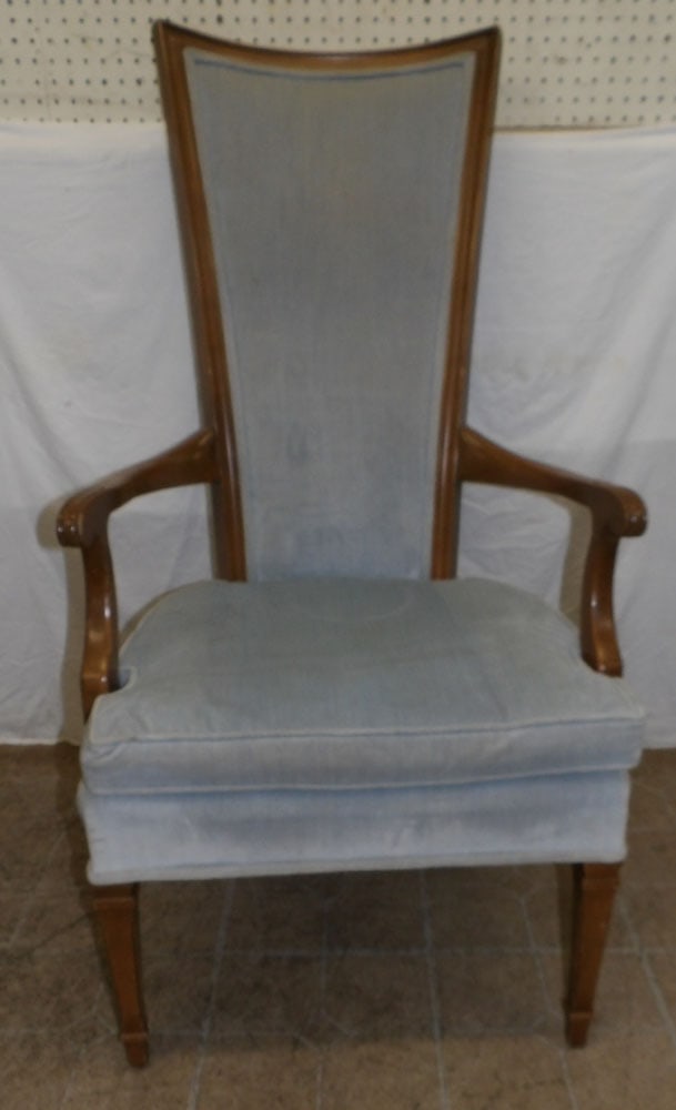 Cherry Upholstered High Back Arm Chair (1 of 5)