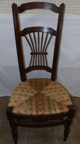 Mahogany & Rush Seat High Back Side Chair