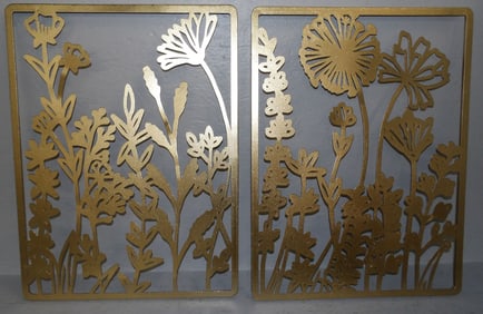 Two Gilded Metal Hanging Panels