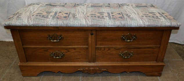 Oak & Upholstered Top Blanket Chest