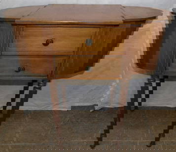 Mahogany Inlaid Martha Washington Sewing Stand: Mahogany Inlaid Martha Washington Sewing Stand. 29 1/4" H 29" W 14" D ALL DESCRIPTIONS AND ANY CONDITION STATEMENT GIVEN BY LANGSTON AUCTION GALLERY ARE STRICTLY OPINIONS AND LANGSTON'S SHALL HAVE NO