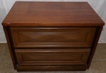 Mid Century Modern Walnut Two Drawer Night Stand