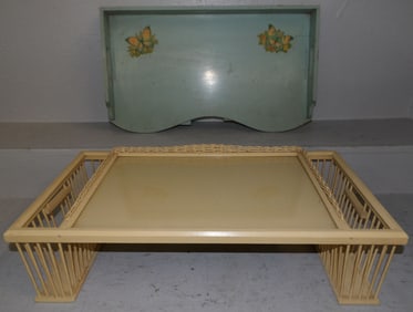 Two Painted Wood Serving Trays