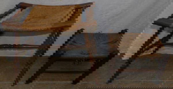 Two Walnut Rush Top Stools: Two Walnut Rush Top Stools . Up to 18 3/4" H 19 3/4" W 13" D ALL DESCRIPTIONS AND ANY CONDITION STATEMENT GIVEN BY LANGSTON AUCTION GALLERY ARE STRICTLY OPINIONS AND LANGSTON'S SHALL HAVE NO RESPONSIB