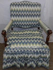 Walnut & Upholstered Arm Chair