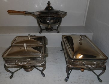 Three Silverplated Warming Dishes
