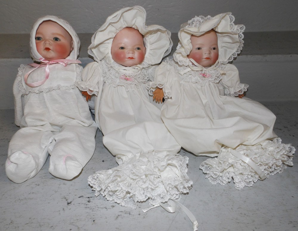 Three Porcelain Head German Dolls (1 of 6)