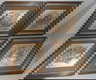 Set of Four Silver Relief Wall Sculptures by The Franklin Mint Pencil Signed