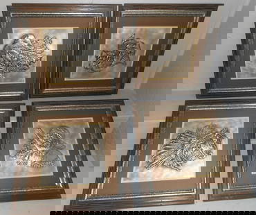 Set of Four Silver Relief Wall Sculptures by The Franklin Mint Pencil Signed: Set of Four Silver Relief Wall Sculptures by The Franklin Mint Pencil Signed. 16 1/2" Dia. ALL DESCRIPTIONS AND ANY CONDITION STATEMENT GIVEN BY LANGSTON AUCTION GALLERY ARE STRICTLY OPINIONS AND LANG