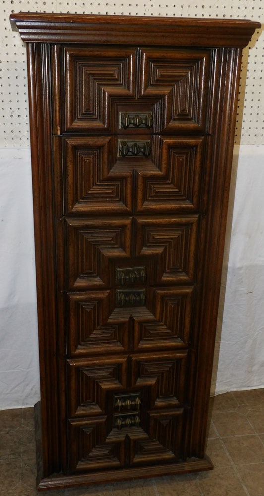 Walnut Mid Century Modern Six Drawer Lingerie Chest: Walnut Mid Century Modern Six Drawer Lingerie Chest . 58 1/4" H 25" W 18" D ALL DESCRIPTIONS AND ANY CONDITION STATEMENT GIVEN BY LANGSTON AUCTION GALLERY ARE STRICTLY OPINIONS AND LANGSTON'S SHALL HA