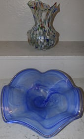 Art Glass Vase & Bowl