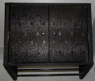 Painted Faux Wicker Hanging Cabinet
