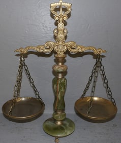 Gilded Metal & Marble Scale