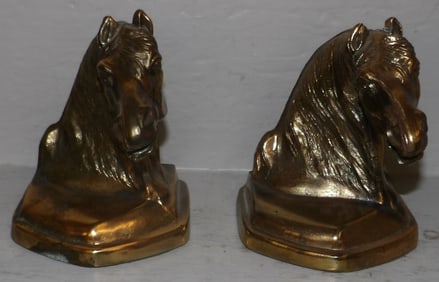 Pair of Gilded Metal Horse Bookends