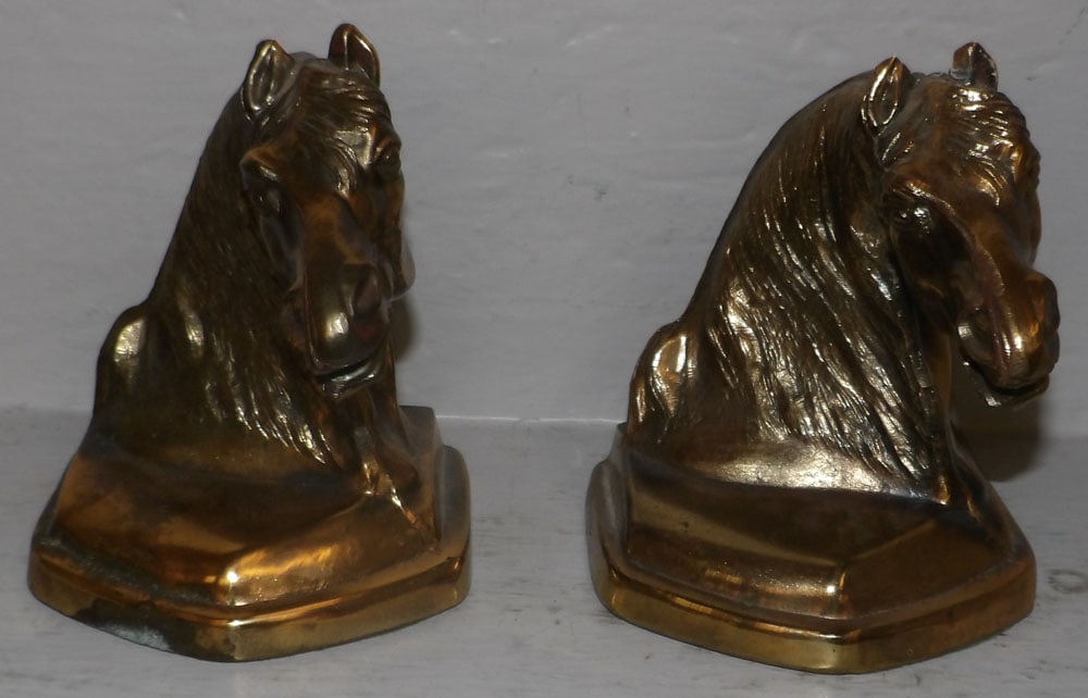 Pair of Gilded Metal Horse Bookends (1 of 4)