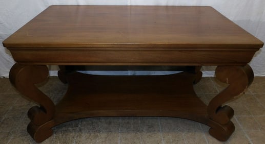 Antique Mahogany Library Desk with Two Drawers