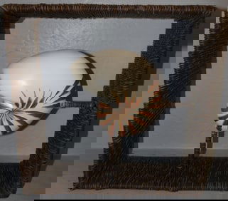 Painted Resin & Faux Rattan Shell Sculpture