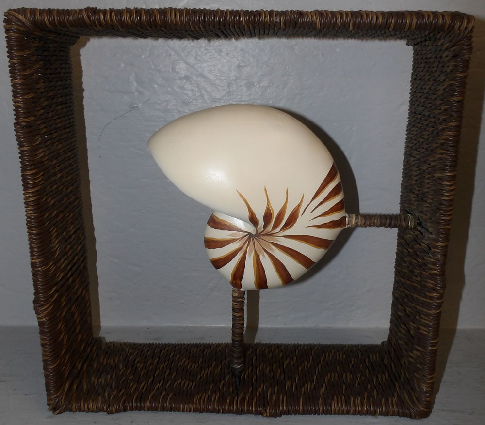 Painted Resin & Faux Rattan Shell Sculpture (1 of 2)