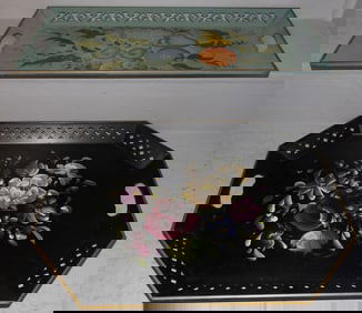 Two Painted Tole Open Work Trays