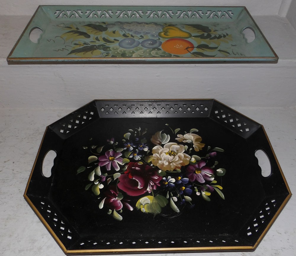 Two Painted Tole Open Work Trays (1 of 4)
