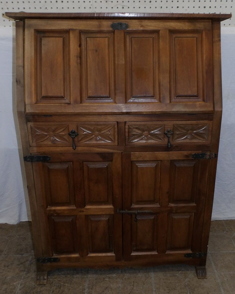 Spanish Revival Style Walnut Slant Front Desk (1 of 5)