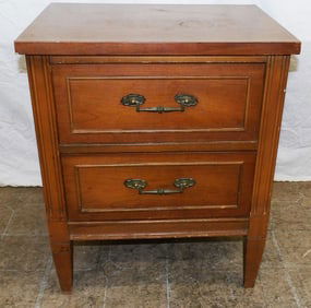 Mid Century Modern Cherry Two Drawer Night Stand
